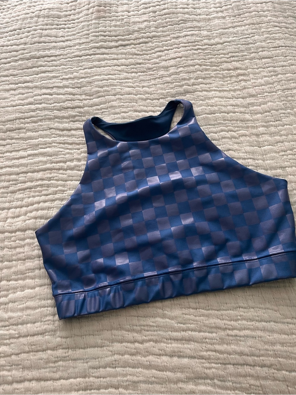 Peloton Blue Checkerprint Activewear sport bra - Picture 2 of 7